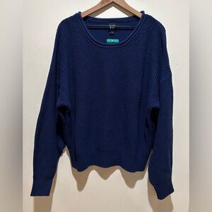 NWT Gap Navy Blue Chunky Rib Fisherman Knit Sweater - Women’s Size XL